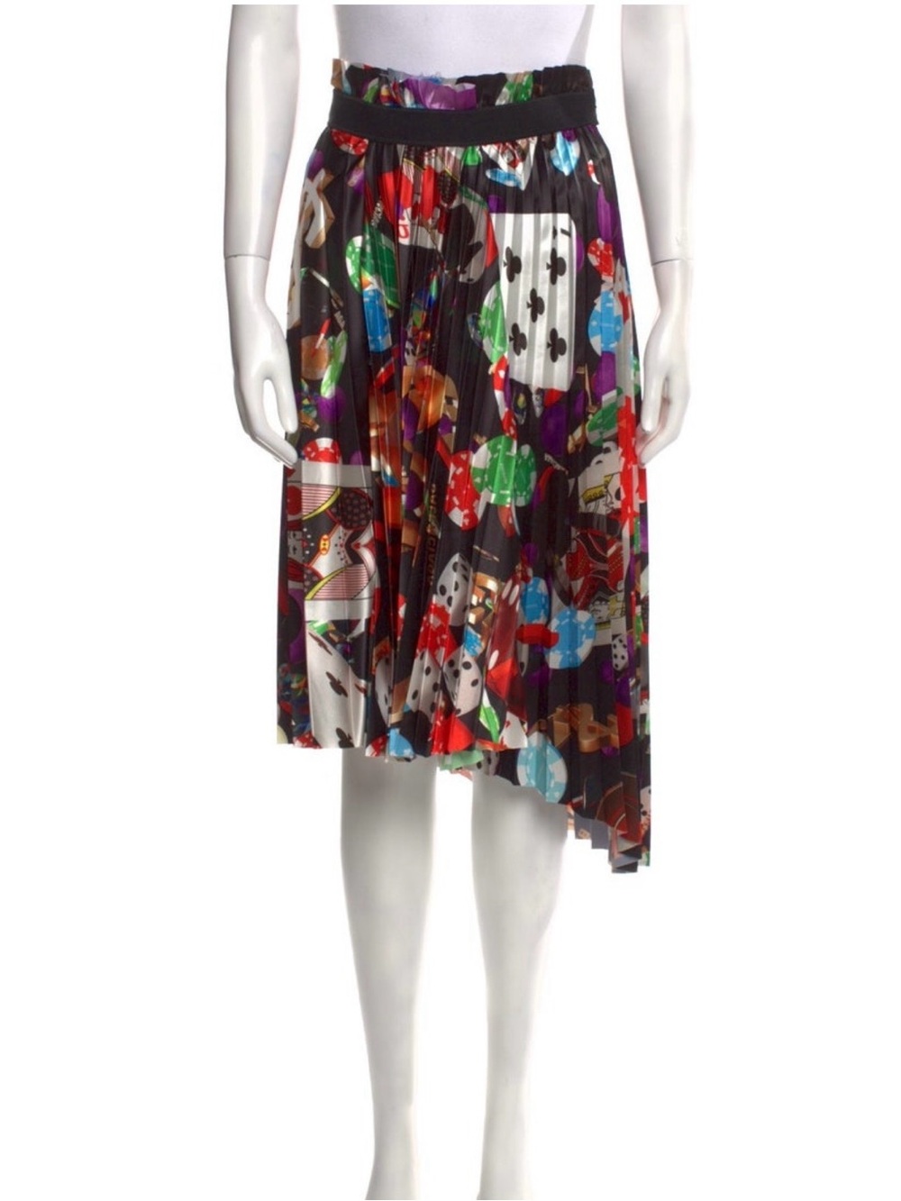 Balenciaga Multicolor Asymmetrical Pleated Skirt with Black Base